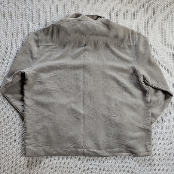 VTG Y2K Anchor Blue Full Zip Beige Harrington Jacket Lightweight Shacket Mens XL - Picture 2 of 10